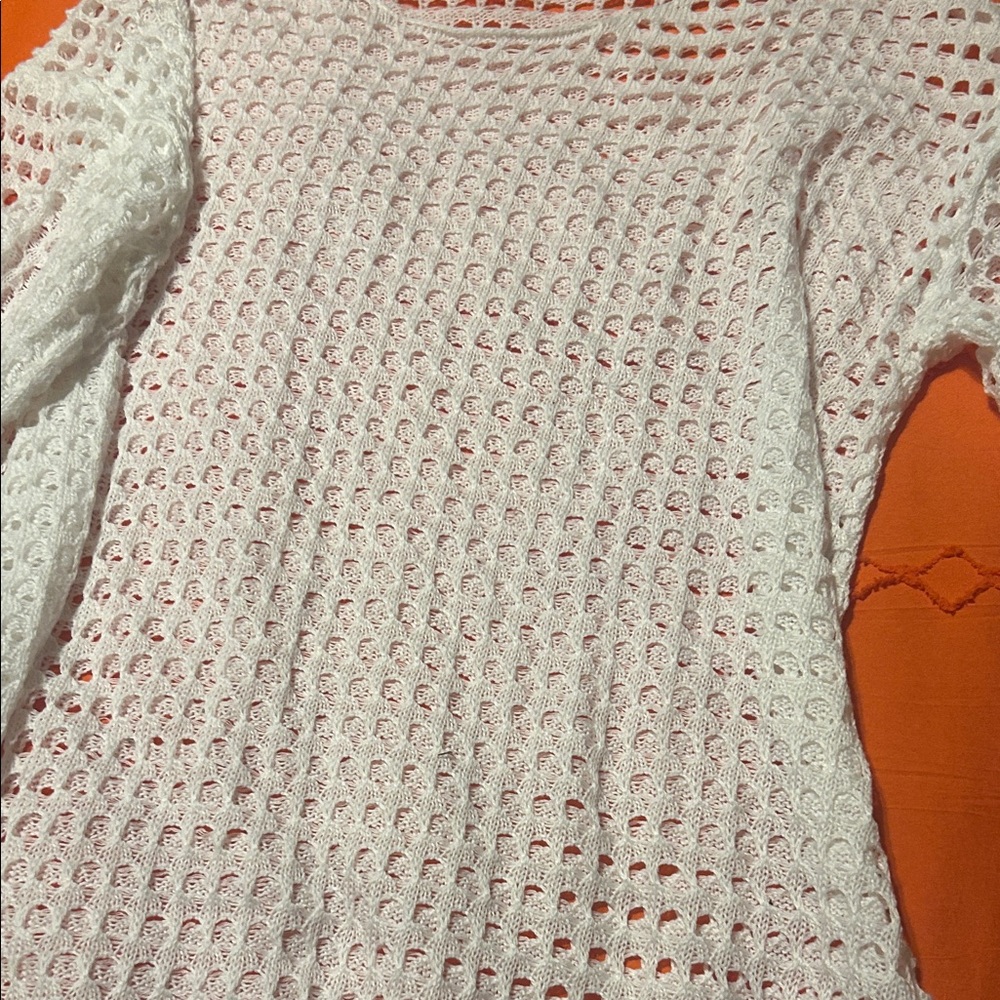 Chic White Open-Knit Sweater